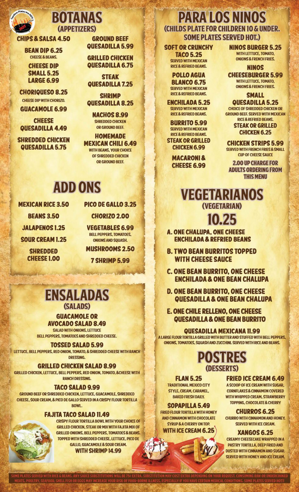 Our Menu | El Puente Mexican Restaurant | Nixa, MO