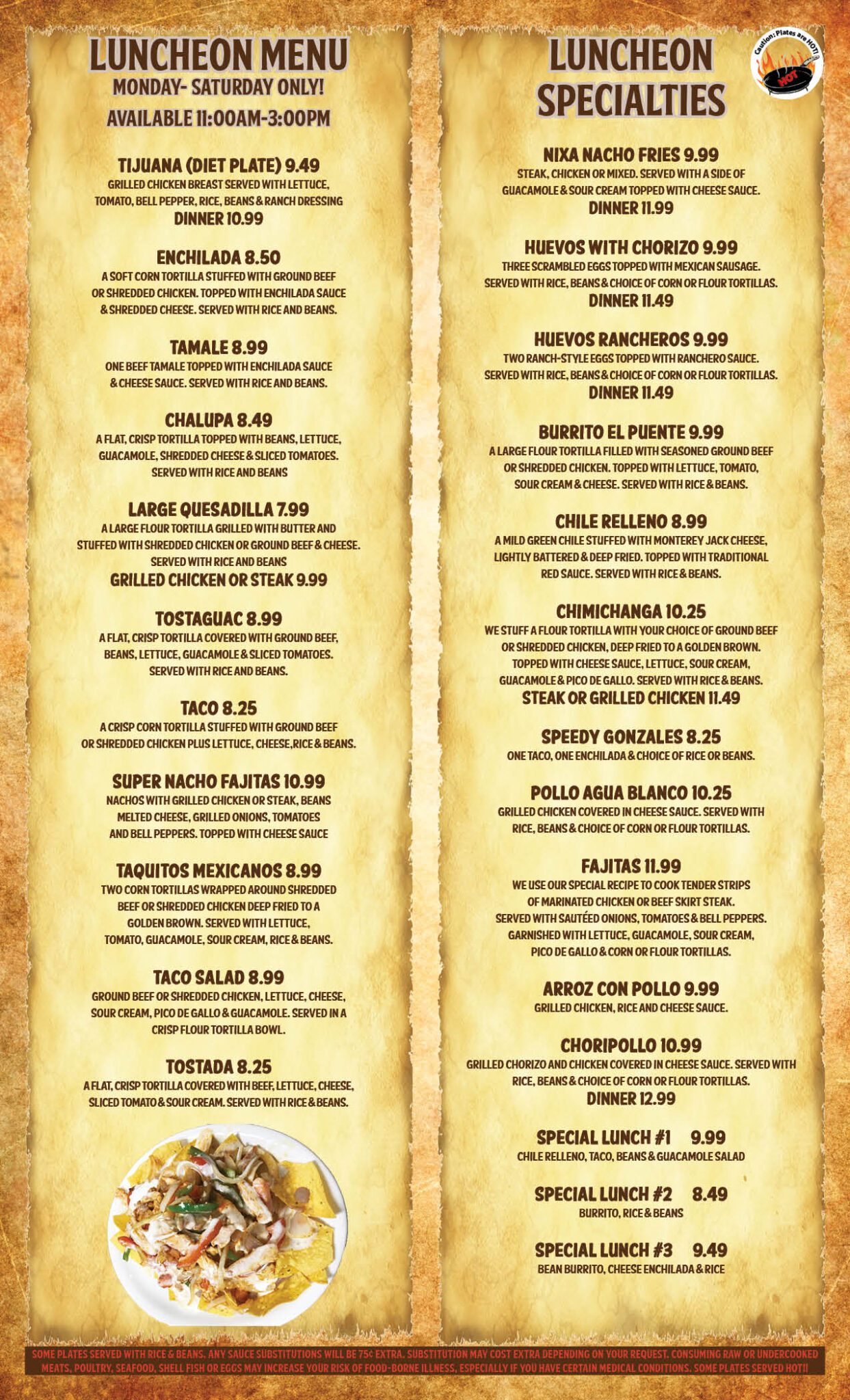 Our Menu El Puente Mexican Restaurant Nixa, MO